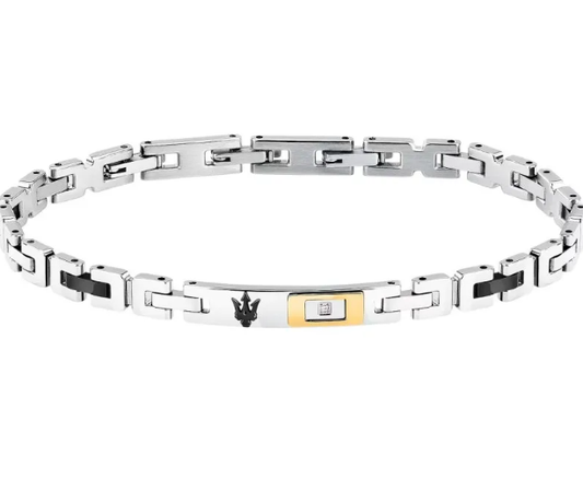 Bracciale Maserati Uomo Acciaio Diamonds Ceramica Nera Logo _JM125ATY25