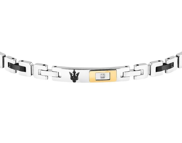Bracciale Maserati Uomo Acciaio Diamonds Ceramica Nera Logo _JM125ATY25