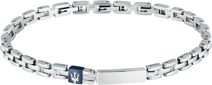 Bracciale Maserati Uomo Acciaio Targhetta Logo Blu _JM324AVD56