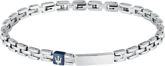 Bracciale Maserati Uomo Acciaio Targhetta Logo Blu _JM324AVD56