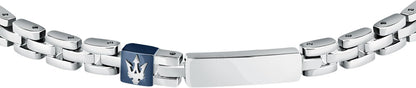 Bracciale Maserati Uomo Acciaio Targhetta Logo Blu _JM324AVD56