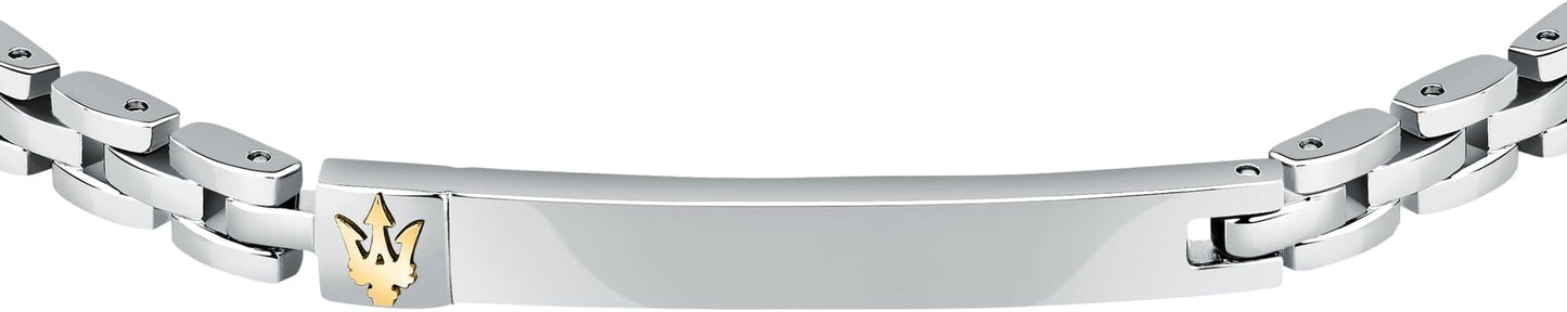 Bracciale Maserati Uomo Acciaio Targhetta Logo Oro _JM324AVD55