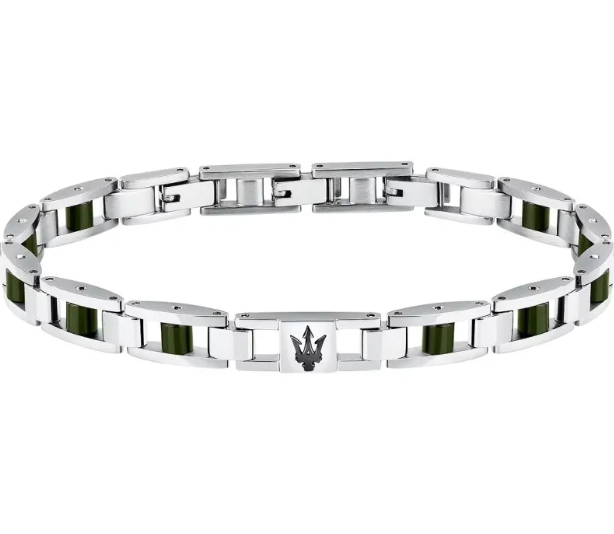 Bracciale Maserati Uomo Acciaio ceramica Verde Logo Nero _JM225ATZ60