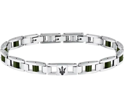 Bracciale Maserati Uomo Acciaio ceramica Verde Logo Nero _JM225ATZ60