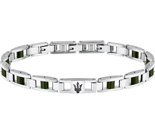 Bracciale Maserati Uomo Acciaio ceramica Verde Logo Nero _JM225ATZ60