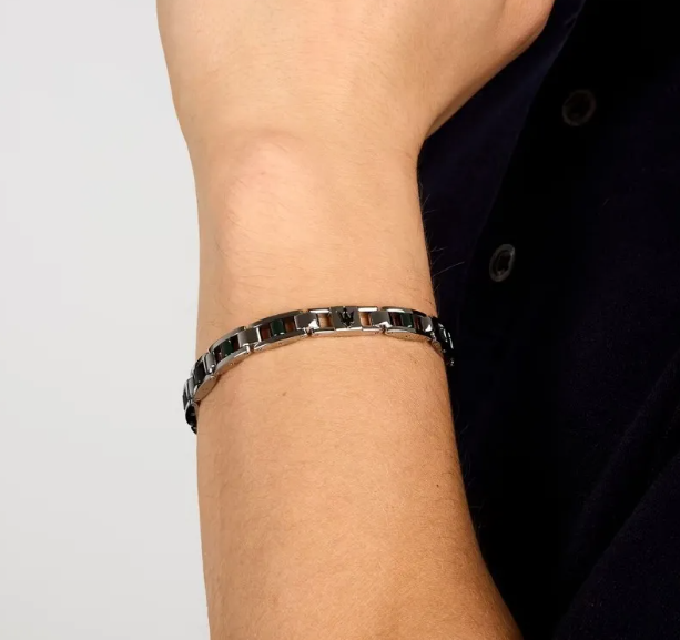 Bracciale Maserati Uomo Acciaio ceramica Verde Logo Nero _JM225ATZ60