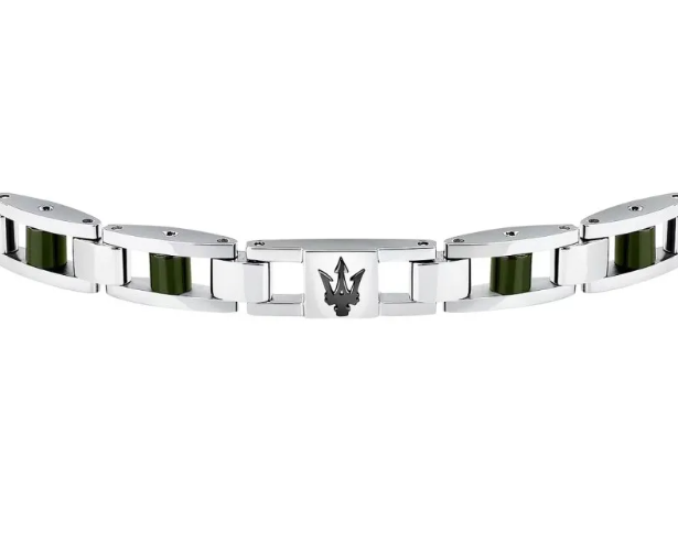 Bracciale Maserati Uomo Acciaio ceramica Verde Logo Nero _JM225ATZ60