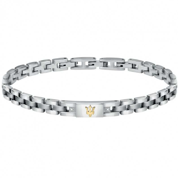 Bracciale Maserati Uomo Acciaio n. 2 Diamonds Targhetta Logo Oro _JM125ATY04