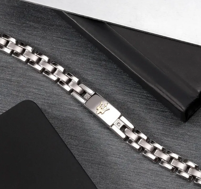 Bracciale Maserati Uomo Acciaio n. 2 Diamonds Targhetta Logo Oro _JM125ATY04