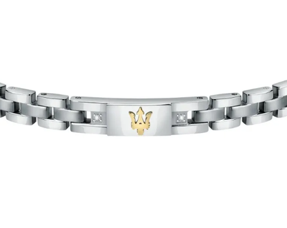 Bracciale Maserati Uomo Acciaio n. 2 Diamonds Targhetta Logo Oro _JM125ATY04
