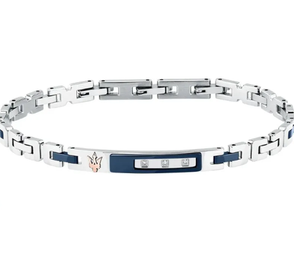 Bracciale Maserati Uomo Acciaio n. 3 Diamonds Targhetta Logo Oro _JM125ATY22