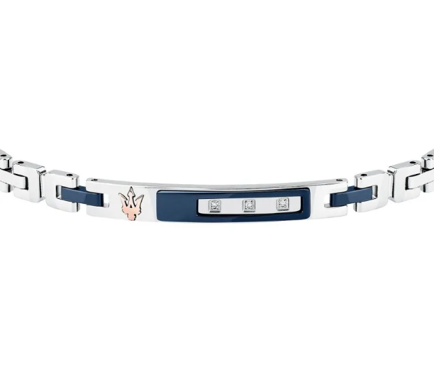 Bracciale Maserati Uomo Acciaio n. 3 Diamonds Targhetta Logo Oro _JM125ATY22