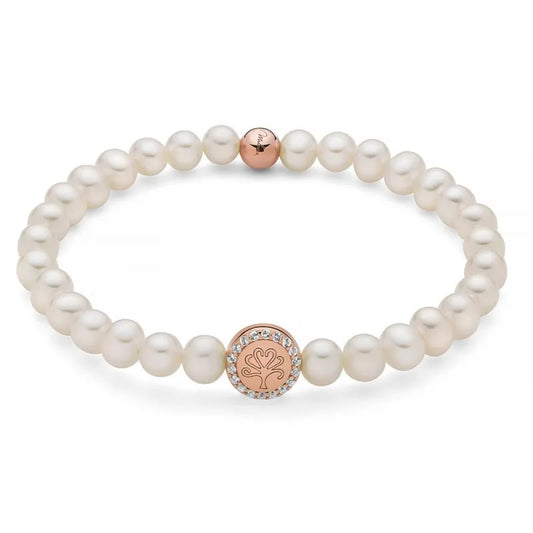 Bracciale Miluna Donna Argento18 KT Placcato Oro Rosa Perle 5,5-6 Albero Vita Topazi _PBR3504R
