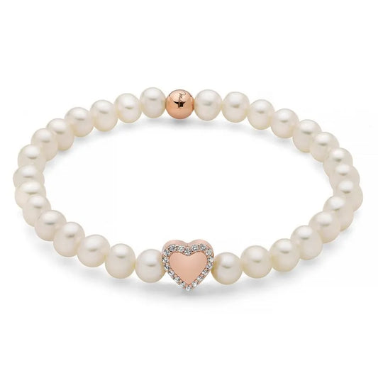 Bracciale Miluna Donna Argento 18 KT Placcato Oro Rosa Perle 5,5-6 Cuore Topazi _PBR3505R