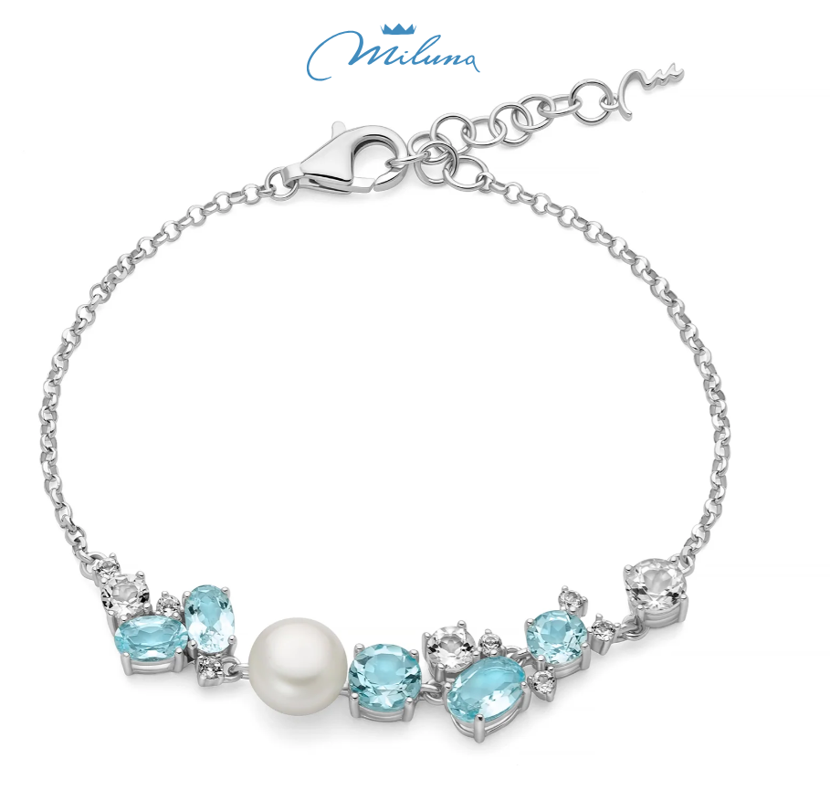 Bracciale Miluna Donna Argento 925 Perla Gemme Del Cielo _PBR3819
