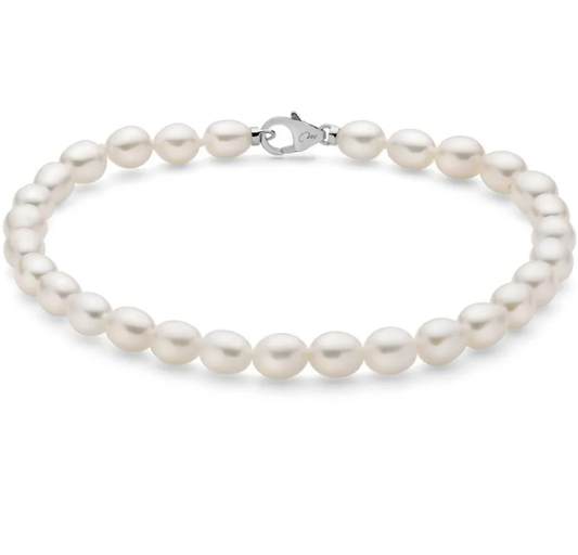Damen-Armband mit Naturperlen und Silberkugel Miluna PBR3034