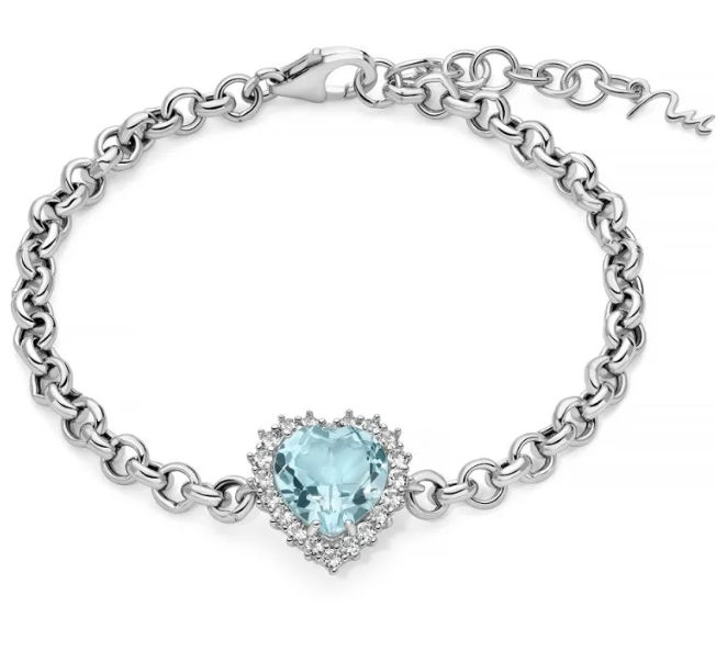 Bracciale Miluna Donna Argento 925 Topazio Azzurro Naturale Taglio Cuore _BRD1025