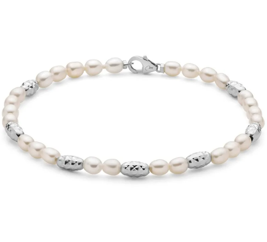 Bracciale Miluna Donna Boule Argento 925 Perle Bianche Ovali 4-4,5 _PBR3642B