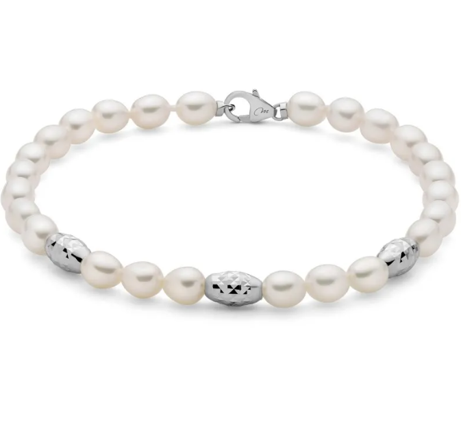 Bracciale Miluna Donna Boule Argento 925 Perle Bianche Ovali 5-5,5 _PBR3639B