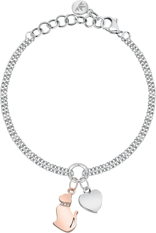 Morellato Damen-Armband aus Stahl mit Katzenanhänger und Kristallen _SAVL11 