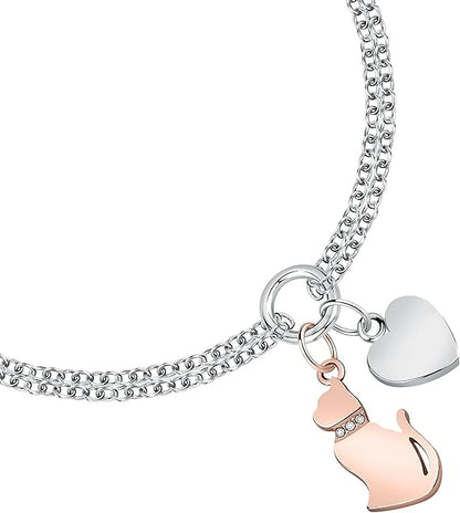 Morellato Damen-Armband aus Stahl mit Katzenanhänger und Kristallen _SAVL11 