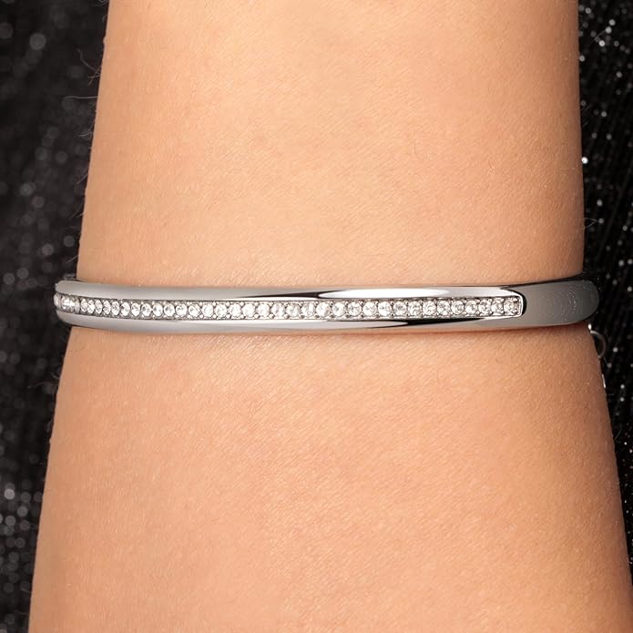 Morellato Damen-Armband aus starrem Stahl mit weißen Kristallen _SAKM72 