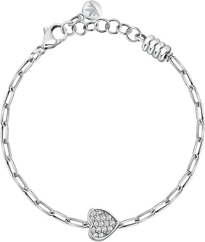 Morellato Damen-Armband, Stahl, Silber, Herzkette, Kristalltropfen _SCZ1344