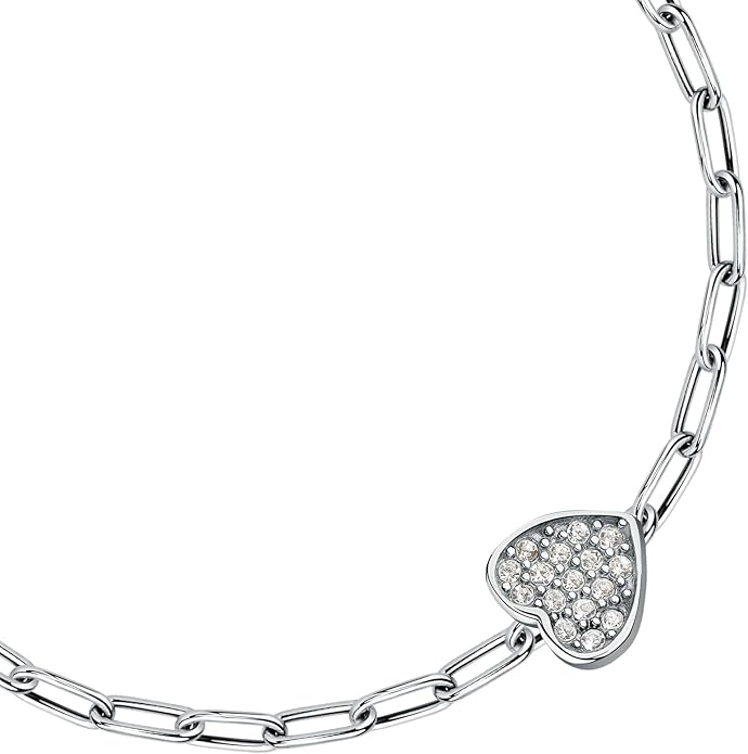 Morellato Damen-Armband, Stahl, Silber, Herzkette, Kristalltropfen _SCZ1344