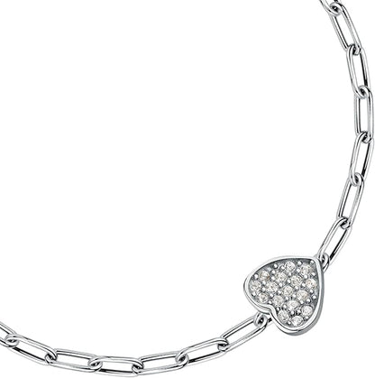 Morellato Damen-Armband, Stahl, Silber, Herzkette, Kristalltropfen _SCZ1344