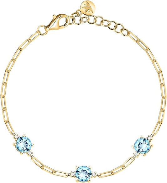 Morellato Damen-Armband 925 Silber Gold Zirkonia blau _SAIW304