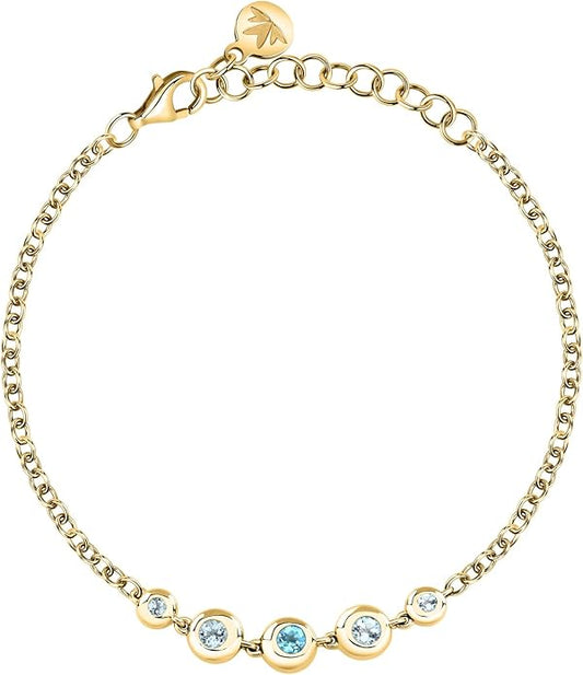 Morellato Damen-Armband 925 Silber Gold Blautopas _SAXN12 