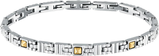 Bracciale Morellato Uomo Acciaio Silver Dettagli Oro 18 kt _SATM27