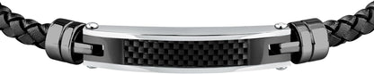 Bracciale Morellato Uomo Pelle Nera Centrale Acciaio _SQH59