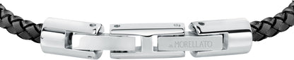 Bracciale Morellato Uomo Pelle Nera Centrale Acciaio _SQH59