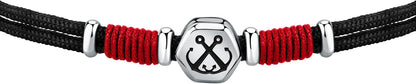 Sector No Limits Herrenarmband mit schwarzem und rotem Seil und zentralem Marinestahl _SAGJ32