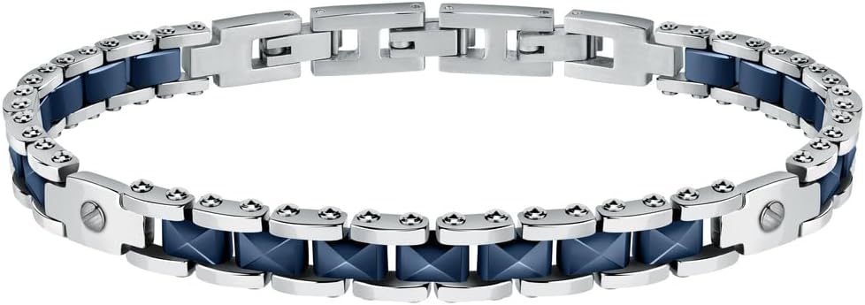 Sector Herrenarmband aus versilbertem Stahl mit blauen Keramikeinsätzen _SAFR31