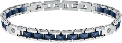 Sector Herrenarmband aus versilbertem Stahl mit blauen Keramikeinsätzen _SAFR31