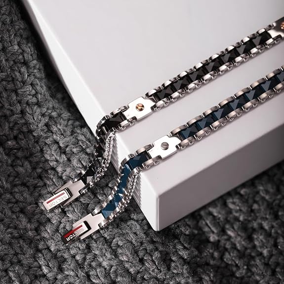 Sector Herrenarmband aus versilbertem Stahl mit blauen Keramikeinsätzen _SAFR31