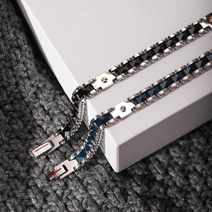 Sector Herrenarmband aus versilbertem Stahl mit blauen Keramikeinsätzen _SAFR31