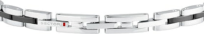 Bracciale Sector Uomo Acciaio Silver e Rose Gold Ceramica Nera Diamonds _SAFR47