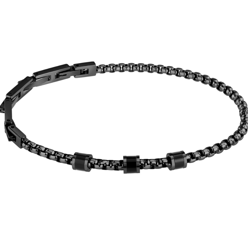 Bracciale Sector Uomo Acciaio Inserti Neri SAVK08