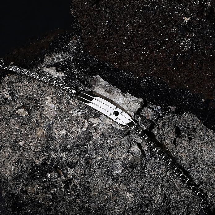Bracciale Sector Uomo Acciaio Semirigido Argentato Smaltato Centrale Rigido _SZS125