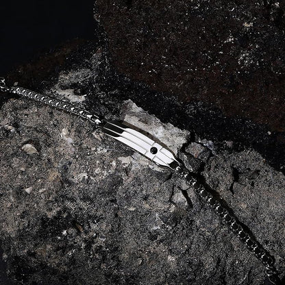 Bracciale Sector Uomo Acciaio Semirigido Argentato Smaltato Centrale Rigido _SZS125