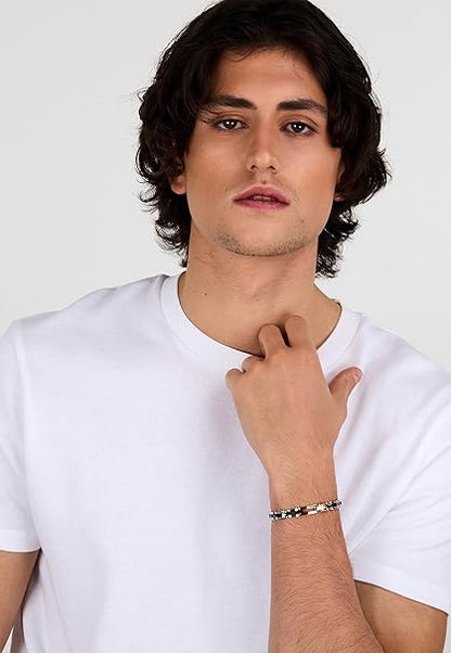 Bracciale Sector Uomo Acciaio Silver e Rose Gold Ceramica Nera Diamonds _SAFR47