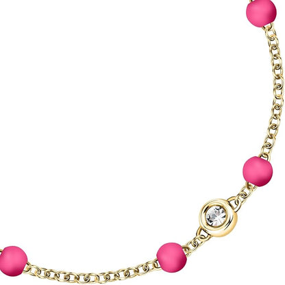 Superga x Morellato Damenarmband aus Gold, Stahl, fuchsiafarbenen Silikonperlen und Kristallen _SAXR01 
