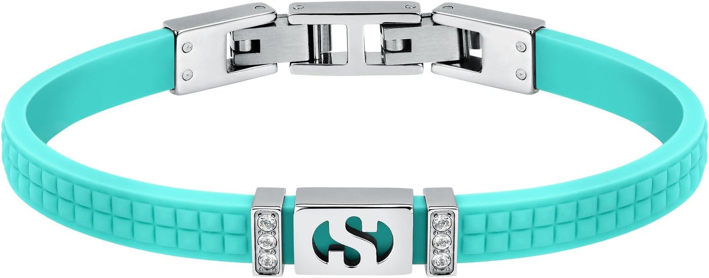 Superga x Morellato Damen-Armband Silikon Logo S Stahl Kristalle Hellblau _SAXR11 