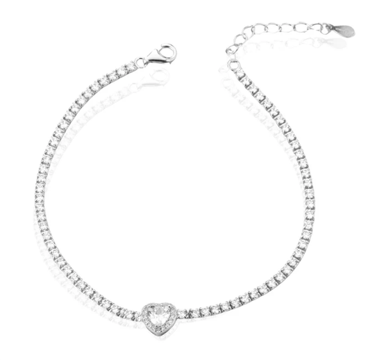 The Writings of Love Armband für Damen, 925 Silber, Tennisherz, Kristall _LSB35 