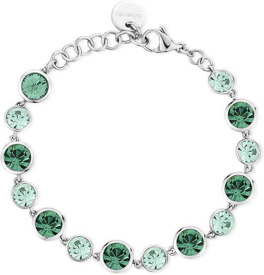 Brosway Bracciale Donna Acciaio Argentato Cristalli Verdi _BYM167