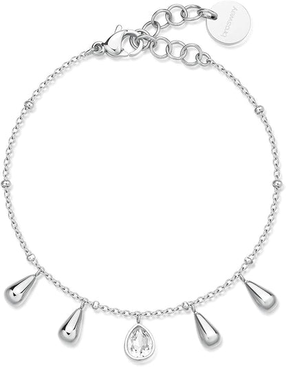 Brosway Bracciale Donna Acciaio Argentato Pendenti a Goccia e Cristallo Bianco _BPC19