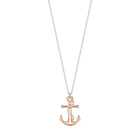 Collana Luca Barra Uomo Acciaio Pendente Ancora Rosa Gold _CA437